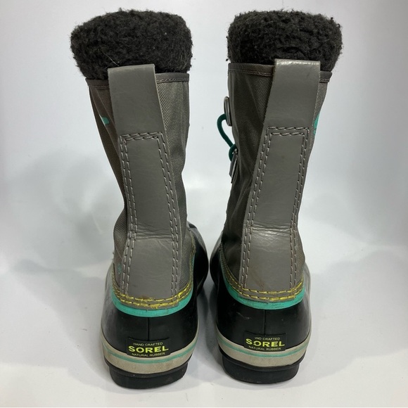Sorel Yoot Pac insulated waterproof boots gray, teal youth size 5 - Picture 4 of 7